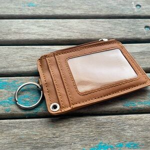 Tan Wallet - With Zippered Section- Wallet- NEW- engraved star